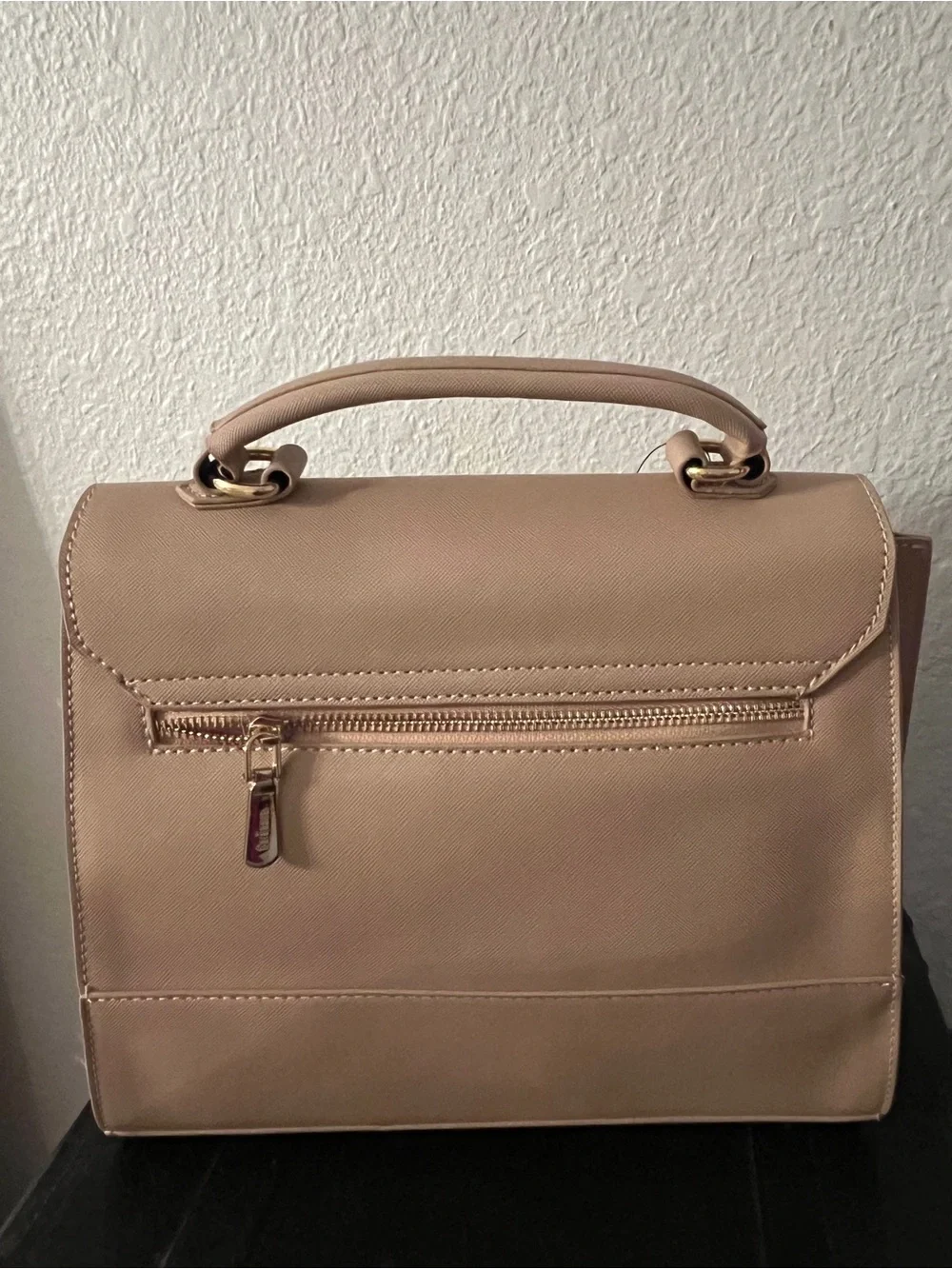 Trina Turk Taupe Structured Top-Handle Crossbody Satchel